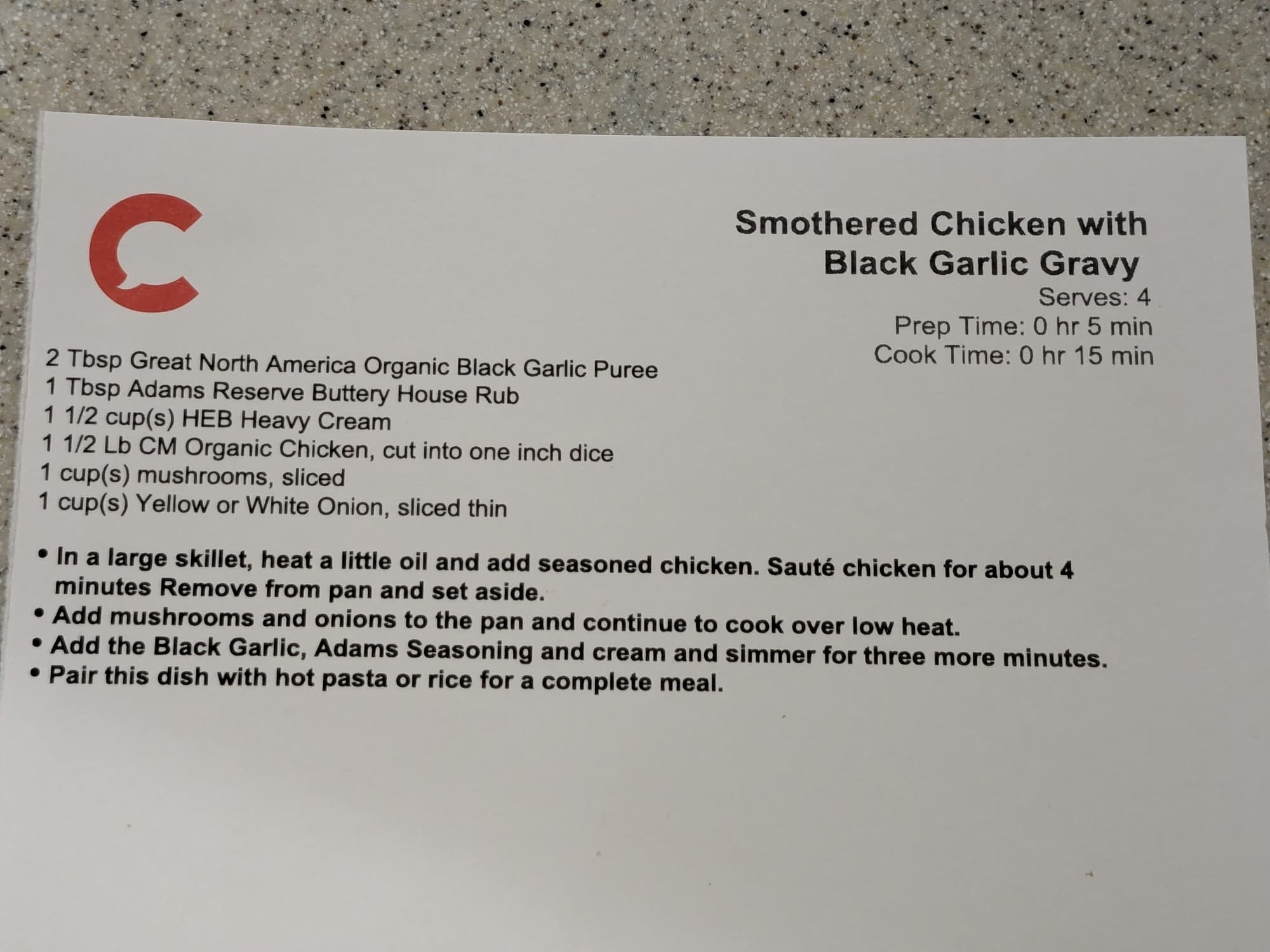 Recipe card