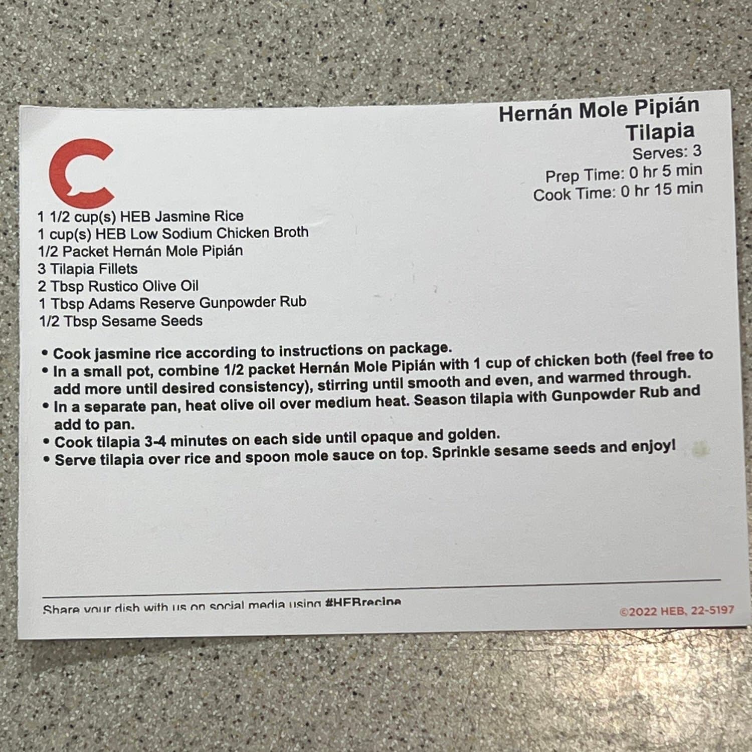 Recipe card