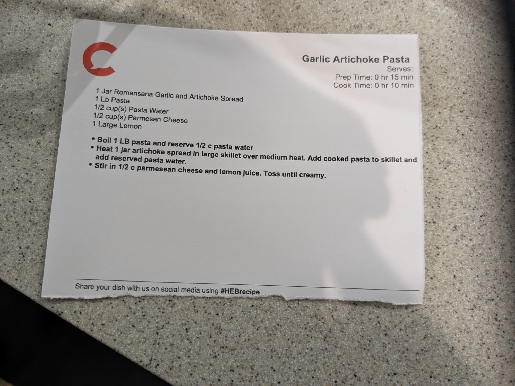 Recipe card