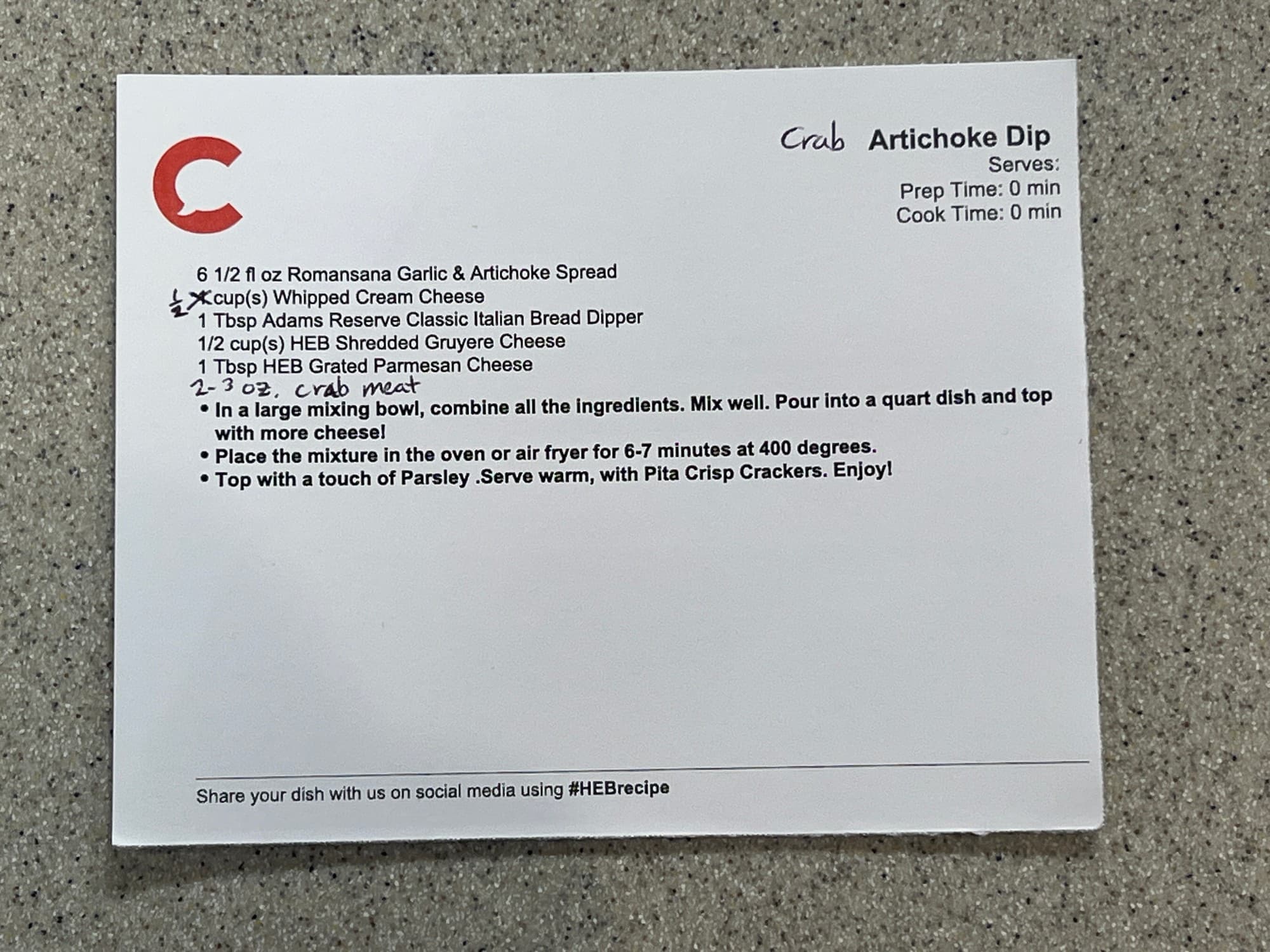 Recipe card