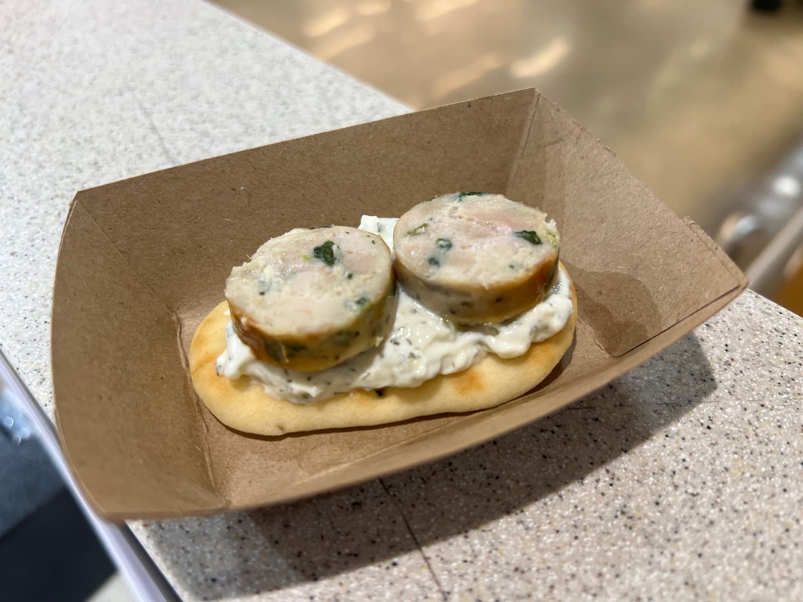 Spinach and Feta Chicken Sausage Naan Bites
